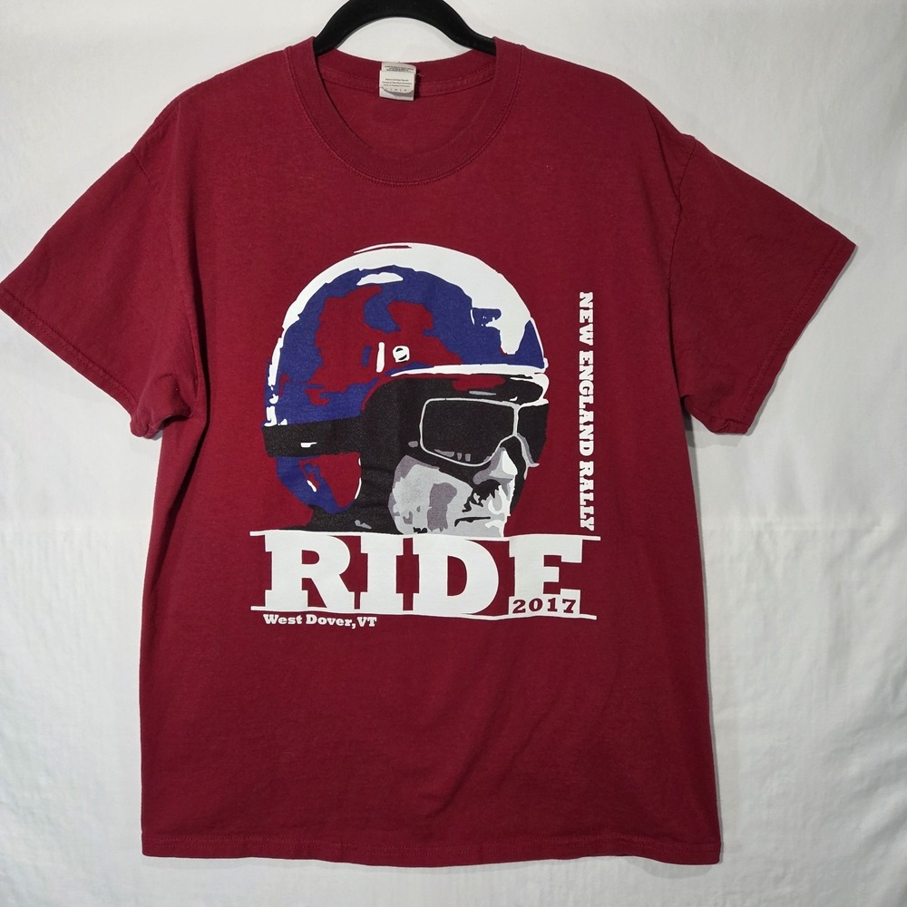 New England 2017 Biker Rally Graphic T-Shirt Mens Large Red Victory Yamaha